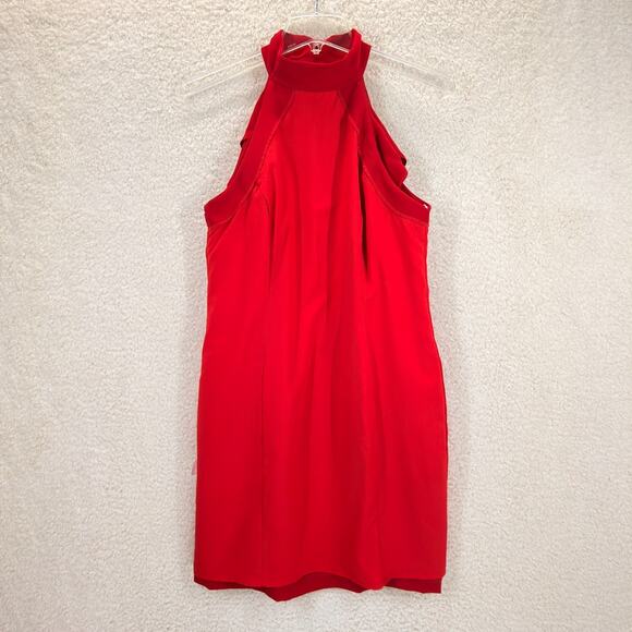 Amanda Uprichard Haven Dress Cold Shoulder Short Lined Scarlet Red Size S Zipper - Picture 4 of 10